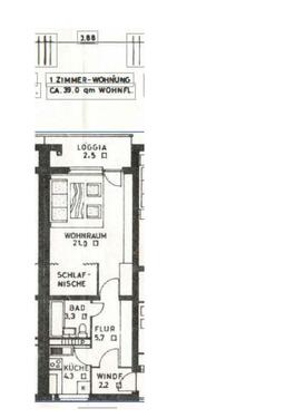 Foto - 1-Zimmer Appartement in Bremen Gröpelingen mit Loggia