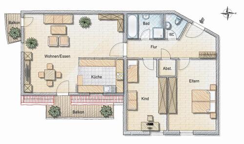 Foto - Traumwohnung im Grünen, 3-Zimmer 78 m², Chemnitz Rabenstein