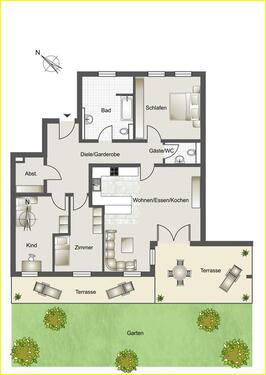 Foto - ***4-Zi.-EG-Whg, TOP-Zustand, Neubau von 2020, ebenerdiges Wohnen mit großer Terrasse, begehrte Lage