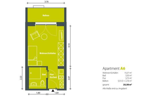 Foto - 1 Zimmer Etagenwohnung zur Miete in Gera