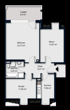 Foto - 3 Zimmer Dachgeschoßwohnung zur Miete in Augsburg