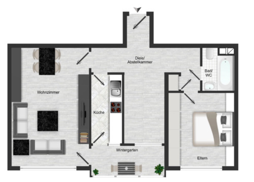 Foto - Wohnen mit Komfort in Düsseldorf-Benrath: Helle 2-Zimmer Wohnung