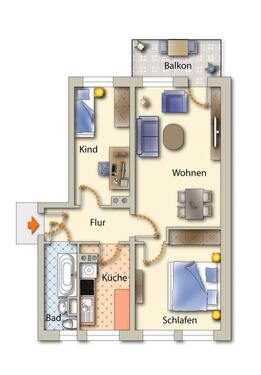 Foto - 3 Zimmer Etagenwohnung zur Miete in Freiberg