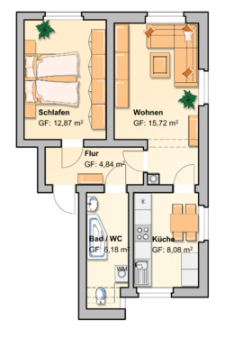 Foto - 2 Zimmer Etagenwohnung zur Miete in Werdau