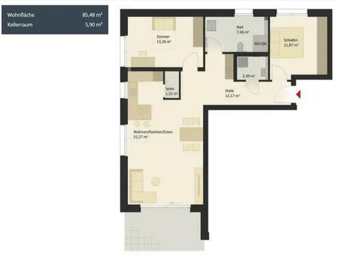 Foto - 3 Zimmer Wohnung in Lauchheim - 1.100,00&nbsp;EUR Kaltmiete, ca.&nbsp; 85,48&nbsp;m&sup2;