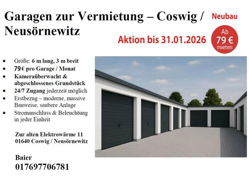 Foto - Garage Coswig Neubau Erstbezug Kameraüberwacht Strom Wasser