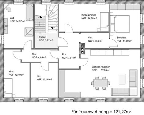 Foto - 4-5 Raumwohnung 120 qm, Erstbezug