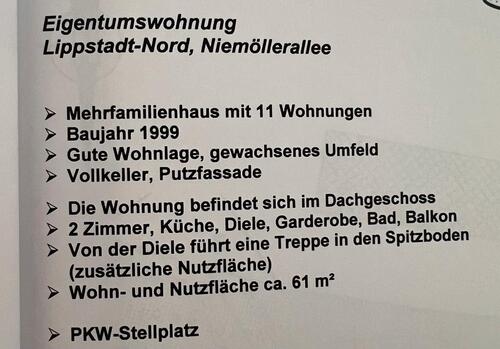 Foto - 3 Zimmer Dachgeschoßwohnung zum Kaufen in Lippstadt