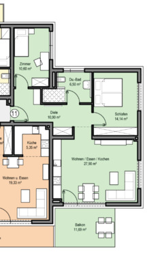 Foto - Wohnung Nr. 11 – 3-Zimmer Wohnung mit Doppelgarage (76 m²)