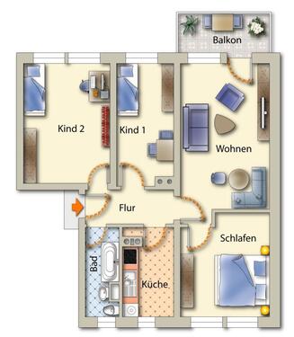 Foto - 4 Zimmer Erdgeschoßwohnung zur Miete in Freiberg