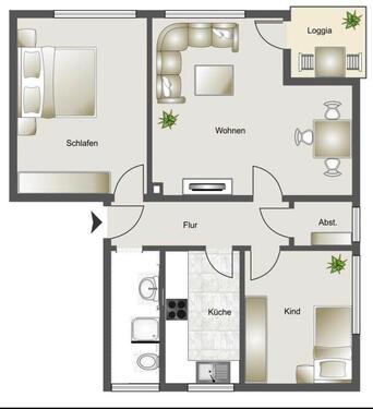 Foto - 3-Zimmer Wohnung mit Balkon - 800,00&nbsp;EUR Kaltmiete, ca.&nbsp; 77,00&nbsp;m&sup2;