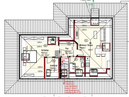 Foto - 2 Zimmer Dachgeschosswohnung, Küche, Erstbezug nach komplett Sani