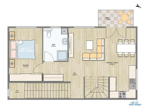 Foto - Moderne 4-Zimmer-Maisonettewohnung mit Balkon und Einbauküche