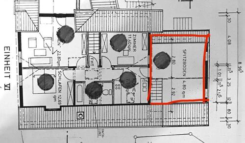 Foto - 2 Zimmerwohnung DG, ca. 70qm - 49.000,00 EUR Kaufpreis, ca.  70,00 m²