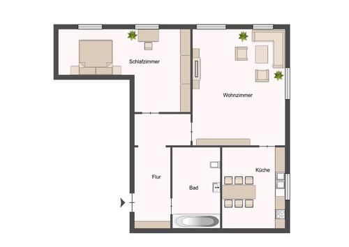 Foto - Helle 2-Raum Wohnung in Barby - 295,00 EUR Kaltmiete, ca.  54,00 m²