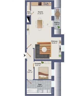 Foto - Moderne 2-Zimmer-Wohnung in Stralsund mit Balkon & Stellplatz