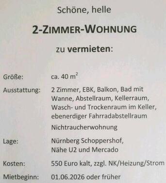 Foto - 2-Zimmer-Wohnung Nürnberg Schoppershof