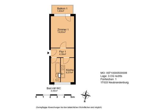 Foto - Etagenwohnung zur Miete in Neubrandenburg