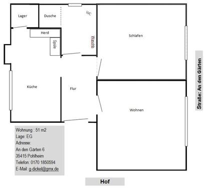 Foto - 2 Zimmer Erdgeschoßwohnung zur Miete in Pohlheim