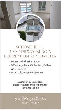 Foto - 3-Zimmer-Wohnung ab 01.12.2025 zu vermieten (55559 Bretzenheim)