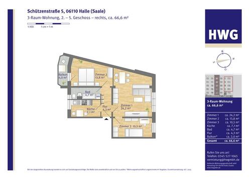 Foto - Erstbezug nach Sanierung - 529,00&nbsp;EUR Kaltmiete, ca.&nbsp; 66,11&nbsp;m&sup2;