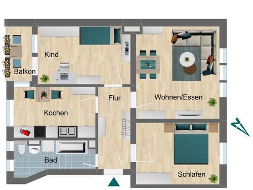 Foto - 3 Zimmer Erdgeschoßwohnung zur Miete in Pößneck