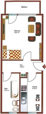 Foto - 1 Zimmer Erdgeschoßwohnung zur Miete in Parchim