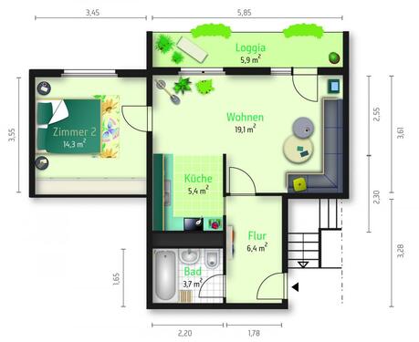 Foto - 2 Zimmer Etagenwohnung zur Miete in Halle (Saale)