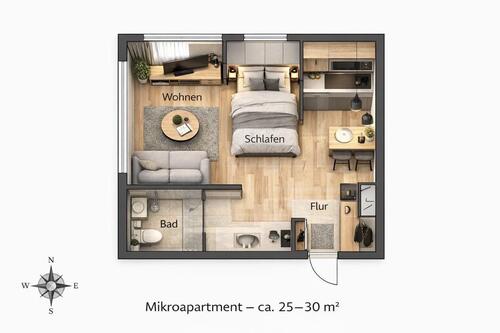 Foto - 1 Zimmer Etagenwohnung zur Miete in Hameln