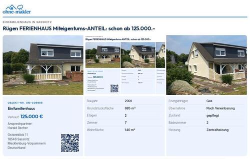Foto - 7 Zimmer Einfamilienhaus zum Kaufen in Sassnitz