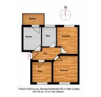 Sanierte 3-R-Whg, neues Bad+Balk in zentr. Lage nahe Südfriedhof - Halle (Saale) Damaschkestraße Sanierte 3-R-Whg, neues Bad+Balk in zentr. Lage nahe Südfriedhof - Halle (Saale) Damaschkestraße