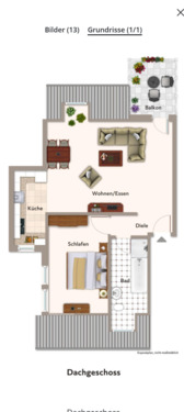 Foto - Wohnung zur Miete Dachgeschoss - 750,00 EUR Kaltmiete,