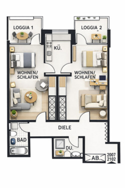 Foto - 2 Zimmer Hochparterre zum Kaufen in Münster