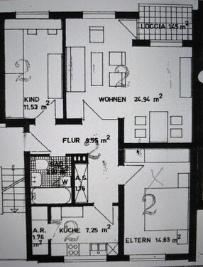 Foto - Schöne 75qm Wohnung mit 3 Zimmern, Küche,Bad,Terrasse,Garage,EBK