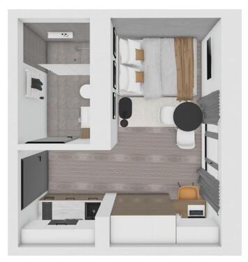 Foto - NUR für Studierende: Erstbezug vollmöbl. 1 ZKB Apt. ab 15.03.26