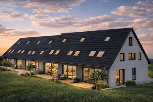 Foto - Neubau Reihenhaus in massiver Bauweise nach KfW55