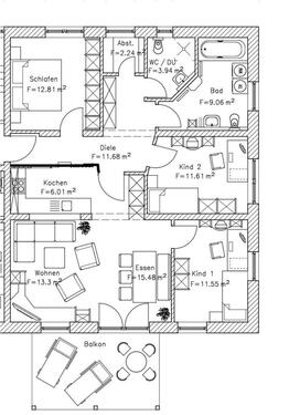 Foto - 4 Zimmer Wohnung - 980,00 EUR Kaltmiete,