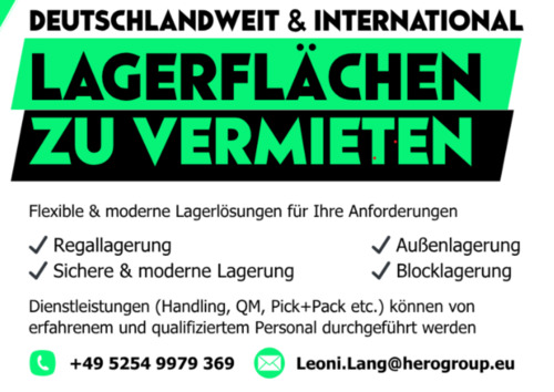 Foto - Lagerflächen an 4 Standorten deutschlandweit zu vermieten!