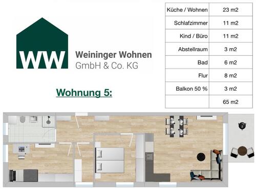 Foto - 3 Zimmer Dachgeschoßwohnung zur Miete in Wenzenbach
