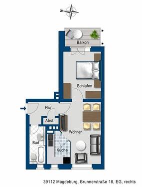 Foto - 2 Zimmer Erdgeschoßwohnung zur Miete in Magdeburg