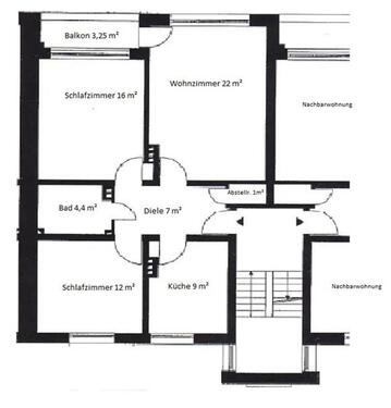 Foto - 3 Zimmer Wohnung mit Balkon - 1.200,00 EUR Kaltmiete,