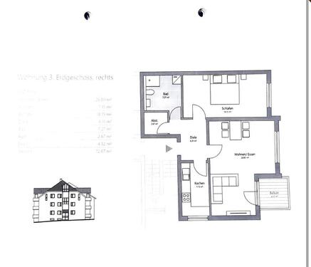 Foto - Erdgeschoss Wohnung - 2 Zimmer mit Balkon - in Heimbach-Weis