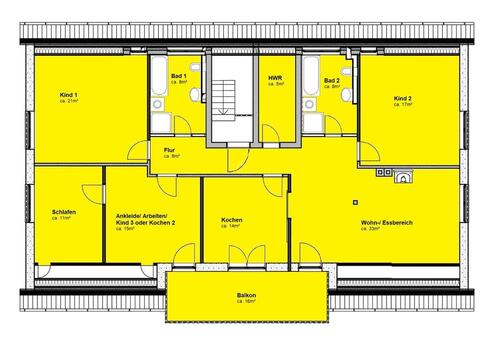 Foto - 5-Zi-Wohnung: DG, renoviert, 2 Bäder, Gaskamin, Balkon, EBK
