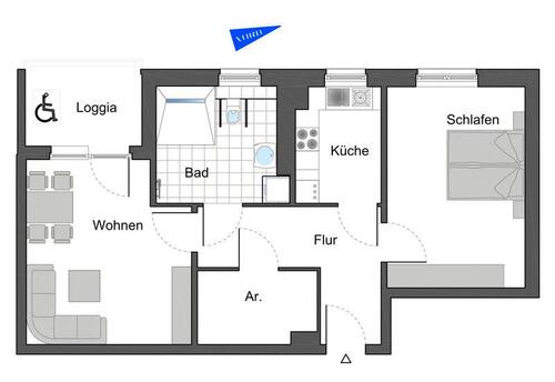 Foto - 2 Zimmer Dachgeschoßwohnung zur Miete in Wolfsburg