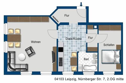 Foto - 2 Zimmer Etagenwohnung zur Miete in Leipzig