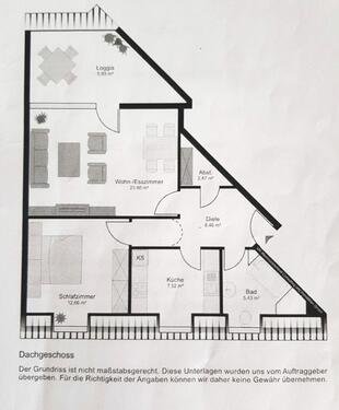 Foto - 2 Zimmer Wohnung 66qm in Dülmen im Dachgeschoss mit Loggia