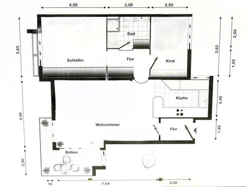 Foto - Außergewöhnliche 3-Zimmer Wohnung ca.80 m², I.OG,teilmöbliert