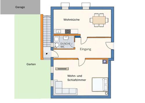 Foto - 2-Zimmer-Wohnung mit Küche & Garten & Garage im UG