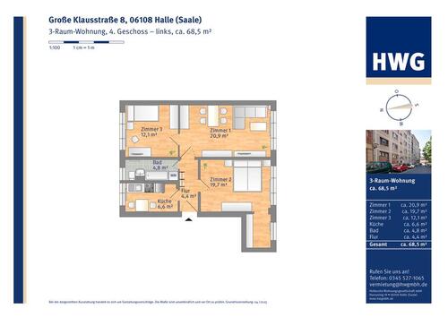 Foto - schöne Altstadt Wohnung - 617,00&nbsp;EUR Kaltmiete, ca.&nbsp; 68,52&nbsp;m&sup2;