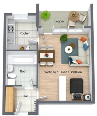 Foto - 1 Zimmer Erdgeschoßwohnung zur Miete in Ludwigshafen am Rhein